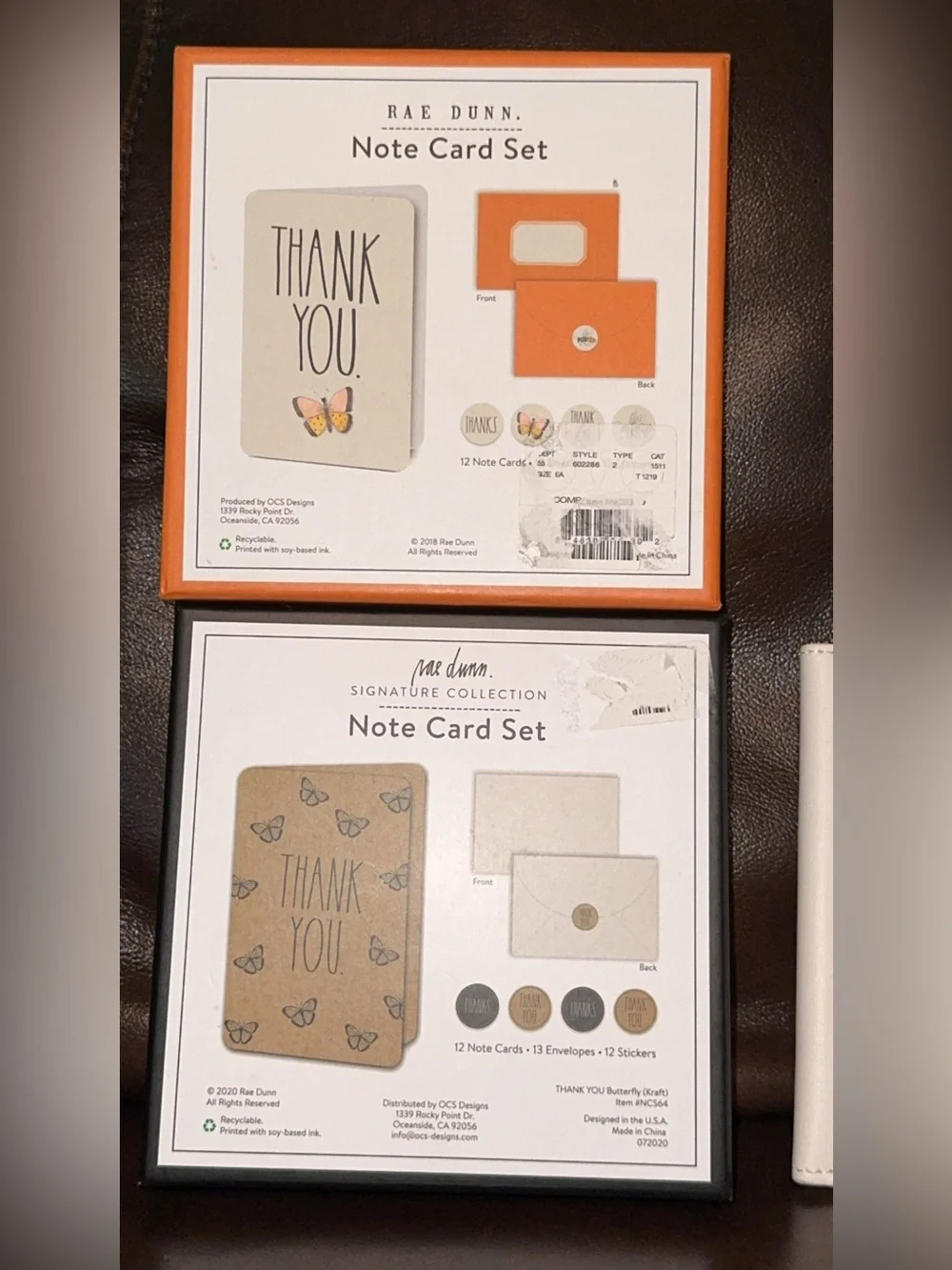 NWT Rae Dunn note card set thank you notes butterflies / white passport holder
